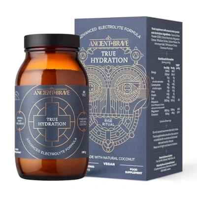 Image de Ancient + Brave True Hydration 180g Pot Formule Électrolytique Magnésium, Potassium, Chrome Hydratation, Récupération Post Entraînement Support du Jeûne Eau de Coco Naturelle