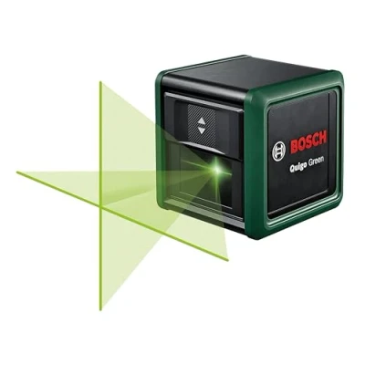 Image de Bosch Home and Garden Laser lignes Quigo Green de avec trépied (laser vert pour une meilleure visibilité, boîtier en plastique recyclé, dans boîte carton e commerce)