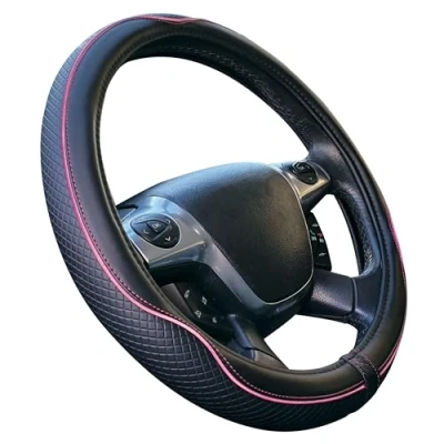 Image de Housse de Volant Universelle Centaure Noir Rose Poly Cuir 37 39 cm Antidérapant Respirant Effet Carbone