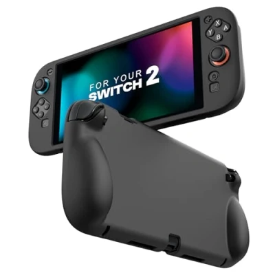 Image de MoKo Étui Protecteur en Silicone pour Nintendo Switch 2 2025, Housse avec Poignée Souple et Design Ergonomique, Absorption des Chocs Résistant aux Rayures Compatible 2, Noir