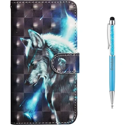 Image de Grandoin Coque iPhone 6S /6, Mode Créatif Effet 3D Modèle Désign Étui de Protection Housse en PU Cuir avec TPU Silicone Souple Portefeuille Phone Case pour Apple 6S/iPhone 6 4.7&quot; (Loup)