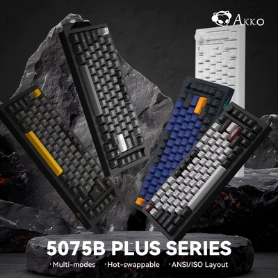Image de Akko Clavier de jeu mécanique RVB multi modes remplaçable à chaud, 5075B Plus, noir et cyan 75%,
