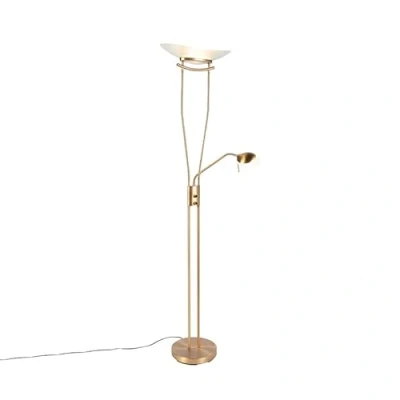 Image de Qazqa lexus LED Dimmable Lampadaire avec lampe de lecture variateur inclus 1 lumière H 1800 mm Bronze Moderne éclairage intérieur Salon I Chambre
