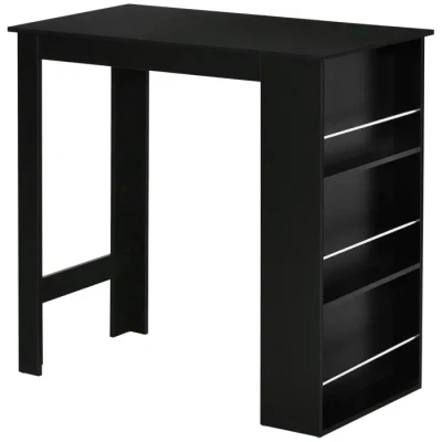 Image de HOMCOM Table de Bar Haute Cuisine Mange Debout comptoir dim. 112L x 57l 106H cm 3 étagères Noir