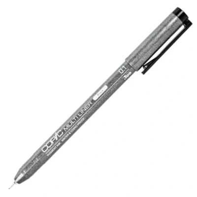 Image de Copic Multiliner 0,1 mm, Black, Feutre Fin à Pointe Fine et Encre pigments résistante l&#039;eau