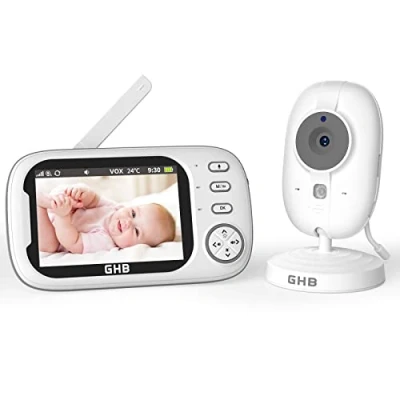 Image de GHB Babyphone Caméra Bébé Moniteur Écran LCD 3.5 inches Support 2 Caméras 2,4 GHz Capteur de Température Vision Nocturne 720p