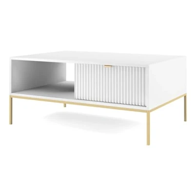 Image de Selsey Vellore Table Basse, Bois d&#039;ingénierie, Blanc/Noir, 104 cm Longueur