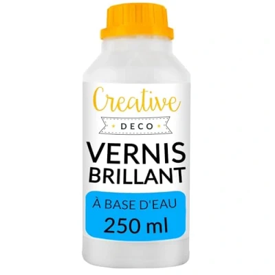 Image de Creative Deco Vernis Peinture Acrylique Brillant 250 ML Bouteille Laque Transparent et Incolore Finition Protection de Surface À Base d&#039;eau Anti Tache Utilisation Intérieure Extérieure