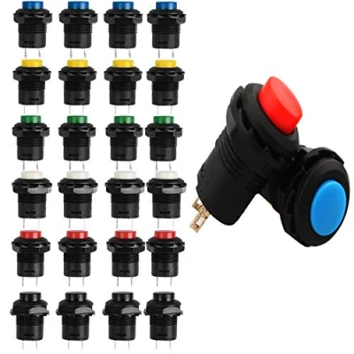 Image de RUNCCI YUN 24Pièces 12mm Boutons Poussoir de Réinitialisation, Bouton on Off Autobloquant,PushButton Switch, Mini Interrupteur,pour Arduino (Ronds 125 V 3 A on/off)