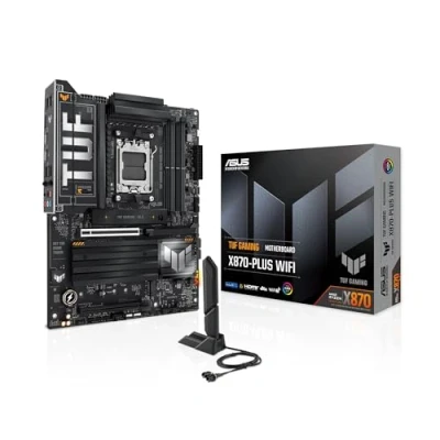 Image de ASUS TUF Gaming X870 PLUS WiFi Carte mère AMD Ryzen AM5 ATX (DDR5, 16+2+1 (80A) DrMOS, PCIe 5.0, 4 x M.2, 7, USB4, USB 20Gbps avec PD Fast Charge, HDMI, Aura Sync RGB)