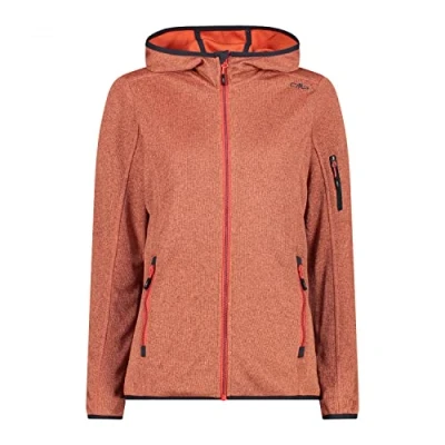Image de CMP Veste Knit Tech pour femme avec capuche fixe, Campari Briquet, S