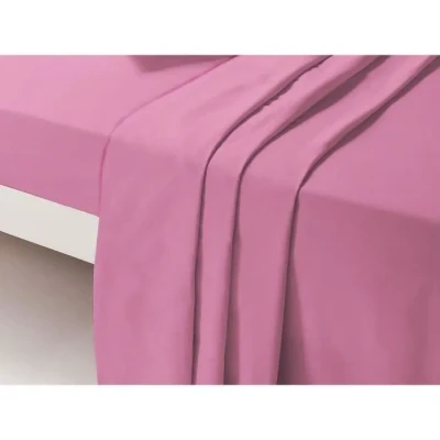 Image de Dp134 rose drap plat unis 1 place 180 cm x 290 100 % coton