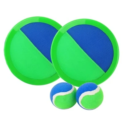 Image de Ball Catch® Vert et Bleu 2 Raquettes avec Scratch + Balles Jeu Eté pour Enfants Amusant Stimulant Pratique Portable Jouet Plein Air Tous Les Ages OriginalCorner®