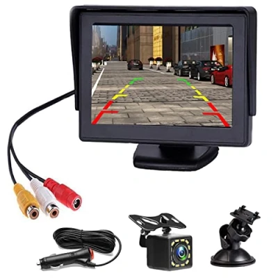 Image de Caméra de Recul Voiture avec 4,3 Pouces Écran LCD Moniteur Camera 12 LED Vision Nocturne Imperméable Filaire pour Camping Car/Camion/Caravane/Voitures/Camionnettes/RV/Remorques