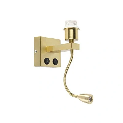 Image de Qazqa brescia combi LED Applique murale avec lampe de lecture 1 lumière H 330 mm Doré/Laiton Moderne éclairage intérieur Salon I Chambre