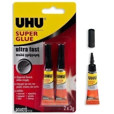 Image de UHU Lot de 2 tubes colle Super Glue multi usages et ultra rapide