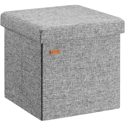 Image de Casaria® Tabouret Cube avec Espace de Rangement Pouf 40 x cm Coffre Repose Pied siège Gris