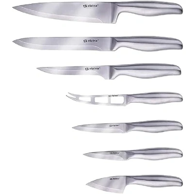 Image de alpina Ensemble de couteaux 7 pièces couteau chef/couteau à trancher/couteau fromage/couteau Stanley/couteau éplucher/couteau fromage pâte molle acier inoxydable