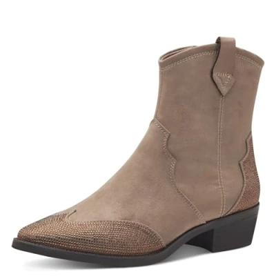 Image de MARCO TOZZI Bottines zippées pour Femme 2 25340 43 Botte de Western, Taupe, 39 EU