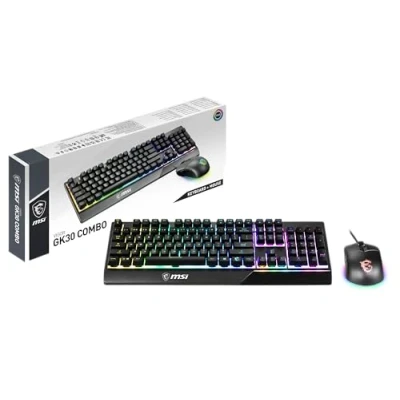 Image de MSI Vigor GK30 FR Combo Pack Clavier AZERTY et Souris Clutch GM11, Gaming Pleine Taille Filaire, RGB Mystic Light