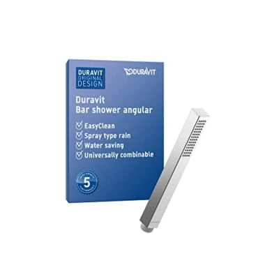 Image de Duravit Universal douchette, pommeau de douche, pomme douche avec jet Rain, Tête carrée, fonction MinusFlow permettant d&#039;économiser l&#039;eau, facile à nettoyer, chromé