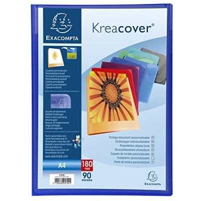 Image de Exacompta Réf. 5790E Carton de 8 Protège documents Kreacover Chromaline 90 pochettes cristal lisse 180 vues pour A4 dim 24 x 32cm couverture en polypro semi rigide couleurs assorties