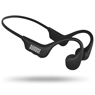 Image de August Casque Conduction Osseuse Bluetooth Sport Open Ear EP400 Bone avec Micro et Lecteur MP3 16GB intégré, Ultra léger, sans Fil, Etanche IP68 Waterproof Running, Vélo, Crossfit Noir
