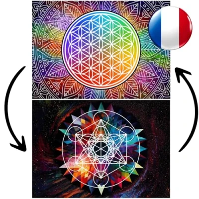 Image de Fleur de vie pour recharger les pierres (Recto) et Cube Métatron (Verso) Format A4 1 Planche Unique Plastifiée Imprimée en FRANCE, créée par un artiste Français