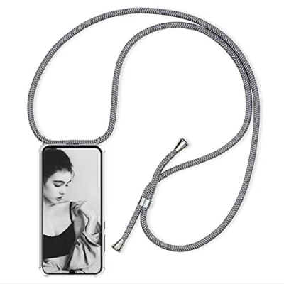 Image de SIMao Collier pour Oppo Reno 4 Pro 5G Coque Transparent Silicone Housse avec Cordon de Necklace Lanyard Case Étui Téléphone 5G,Argent