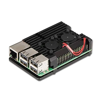 Image de ZkeeShop Boitier en Aluminium avec Double Ventilateur de Refroidissement Compatible pour Raspberry Pi 3 Model B，Pi B+，Pi 2 B (ne Pas Inclure Board) (with Dual Fan)
