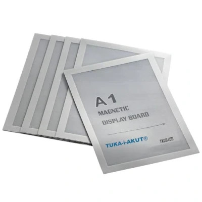 Image de TUKA i AKUT 5x A1 Cadre d&#039;affichage Magnétique, Adhésif pour Signe Enseignes, Pochette d&#039;information Fermeture Porte Affiche, Sachet de 5 Couleur Argent, TKD8400