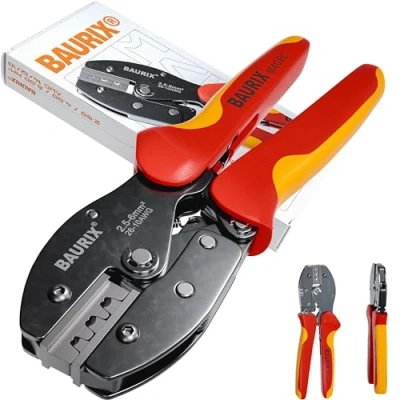 Image de BAURIX® Pince à sertir MC4 [2,5 6mm²] I solaire pour câbles PV MC4, connecteurs solaires solaires, PV, Y Outil