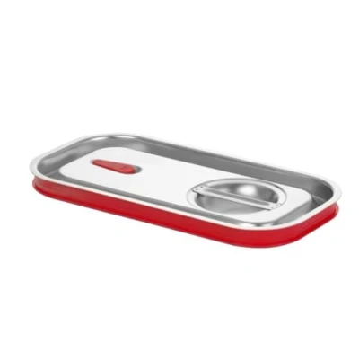 Image de HENDI Couvercle Gastronorm, pour récipient, bac, GN 1/3, avec bord en silicone, valve de décompression d&#039;air, fermeture hermétique, résistance thermique 40 à 300C, 325x176mm, acier inoxydable