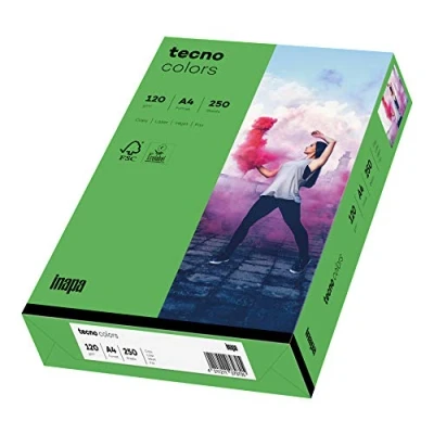 Image de inapa Tecno Colors Lot de 250 feuilles papier coloré 120 g/m² Vert intense Format A4