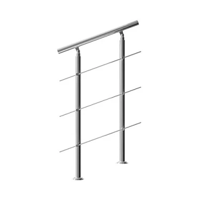 Image de Rampe d&#039;escalier 80 cm acier inoxydable 3 traverses main courante balustrade garde corps aide escalier balcon intérieur extérieur