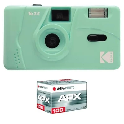 Image de KODAK Appareil Photo Rechargeable M35 35mm Couleur Verte + Pellicule sans ISO CapturEZ Vos Moments avec Élégance et Créativité, l&#039;Essence de Souvenirs Inoubliables