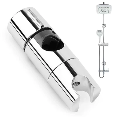 Image de Support de Douche,Support Pommeau Douchette,Chromé Conception ABS Douchette Pour Barre Douche 18 25 mm,Accroche à Main Ventouse Curseur Universel Diamètre Réglable