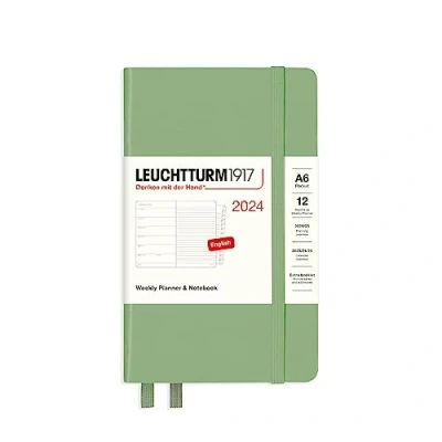 Image de LEUCHTTURM1917 367743 Agenda semainier et bloc notes de poche 2024, 12 mois, sauge, en anglais Format A6