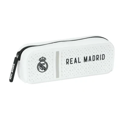 Image de Safta Real Madrid 1ère équipe 24/25 Trousse carrée en Silicone, idéale pour Les Enfants d&#039;âge Scolaire, Confortable et Polyvalente, 18,5 x 5,5 7,5 cm, Blanc/Gris, Estándar, Décontracté