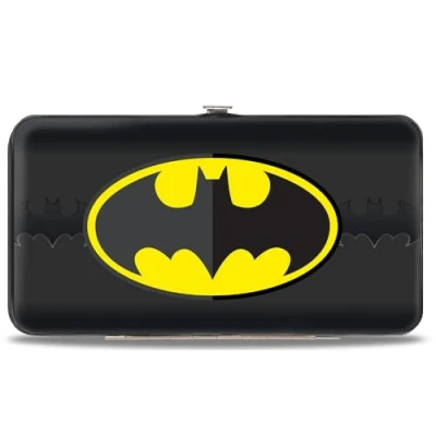 Image de Buckle Down Portefeuille à charnière Boucle Batman Icon Centeré/Bat Signal Stripe Noir/Jaune/Gris Unisexe Adultes Multicolore