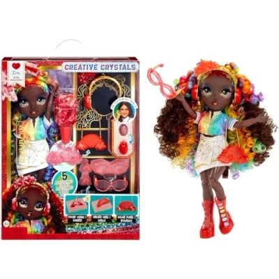 Image de RAINBOW HIGH Creative Crystals Iris Poupée Mannequin Arc en Ciel de 28 cm avec Kit DIY Accessoire Cristal, Bague pour Vous, Jeu Résine, Cadeau Enfants + 8 Ans, Non Comestible
