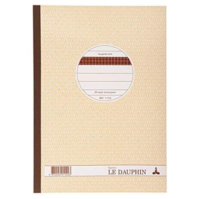 Image de Le Dauphin Réf. 1122D Lot de 5 manifolds papier autocopiant quadrillés 5x5 petits carreaux duplicata 50 feuilles avec perforation 4 trous format 29,7 x 21 cm couverture vernie
