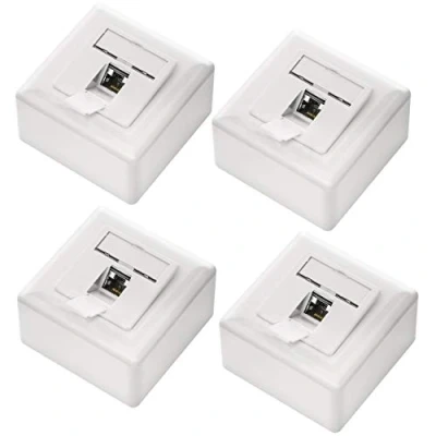 Image de deleyCON 4x CAT6a Universel Prise Réseau 1x Port RJ45 Blindé Surface ou Affleurant 10 Gigabit Ethernet EIA/TIA 568B Blanc