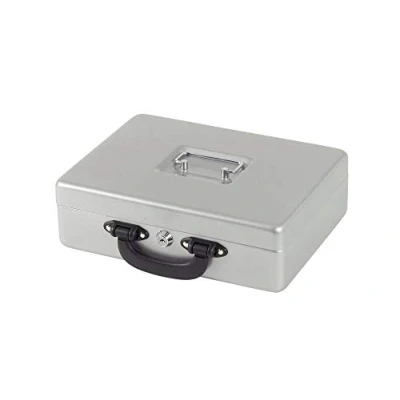 Image de MAUL Caisse à Monnaie en Acier avec Insert de Comptage, Verrouillable, Amovible, Portable 2 Clés, Convient Comme Tirelire, Coffre Fort et Tiroirs Monnaie, Argenté