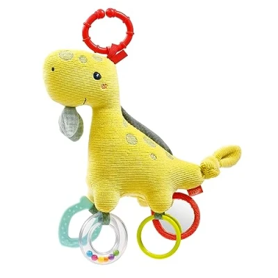 Image de Fehn Activité Jouet Dino de motricité avec anneau fixation Animal jeu éléments préhension à saisir et découvrir Doudou pour bébés jeunes enfants partir 0+ mois