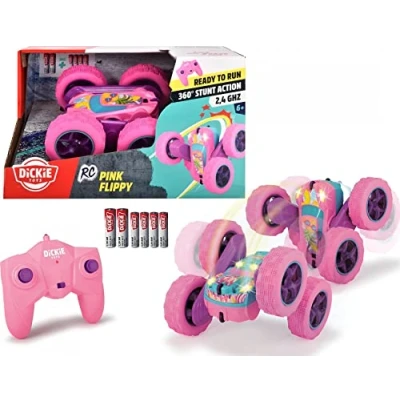 Image de Dickie RC Pink Flippy Voiture Radiocommandée 18cm Telecommandé Rotation 360 Jusqu&#039;à 8 km/h Dès 6 Ans Piles Incluses 201104002