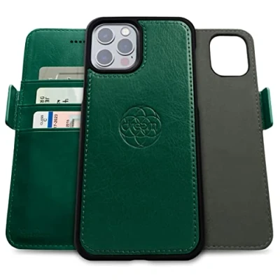 Image de dreem Fibonacci Compatible avec iPhone 13 Pro funda cartera / 2 en 1 étui Antichoc et Folio Amovible Cuir végétal, MagSafe, Protection RFID [Vert]