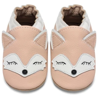 Image de IceUnicorn Chausson Cuir Bébé Bebe Chaussons Souple Fille Garçon Premiers Pas Mignon 0 6 Mois 3 Ans(Renard Rose Clair, 2 Ans)