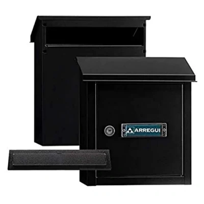 Image de ARREGUI V4034 Pack Bouche d&#039;entrée + Boîte aux lettre en acier pour porte, mur et portail, Fente de 23 x 3 cm, Taille S (Courrier A5) Résistant intempéries, Installation facile, Noir