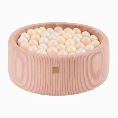 Image de Piscine à Balles Ronde MeowBaby® 90x30cm avec 200 Balles, Velours Côtelé, Rose 90x30 cm